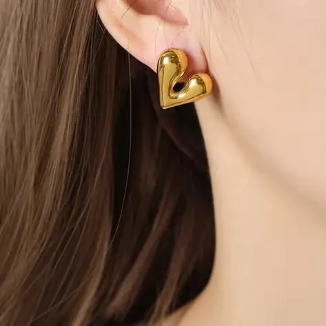 Gold Plated Abstract Heart Wave Earrings