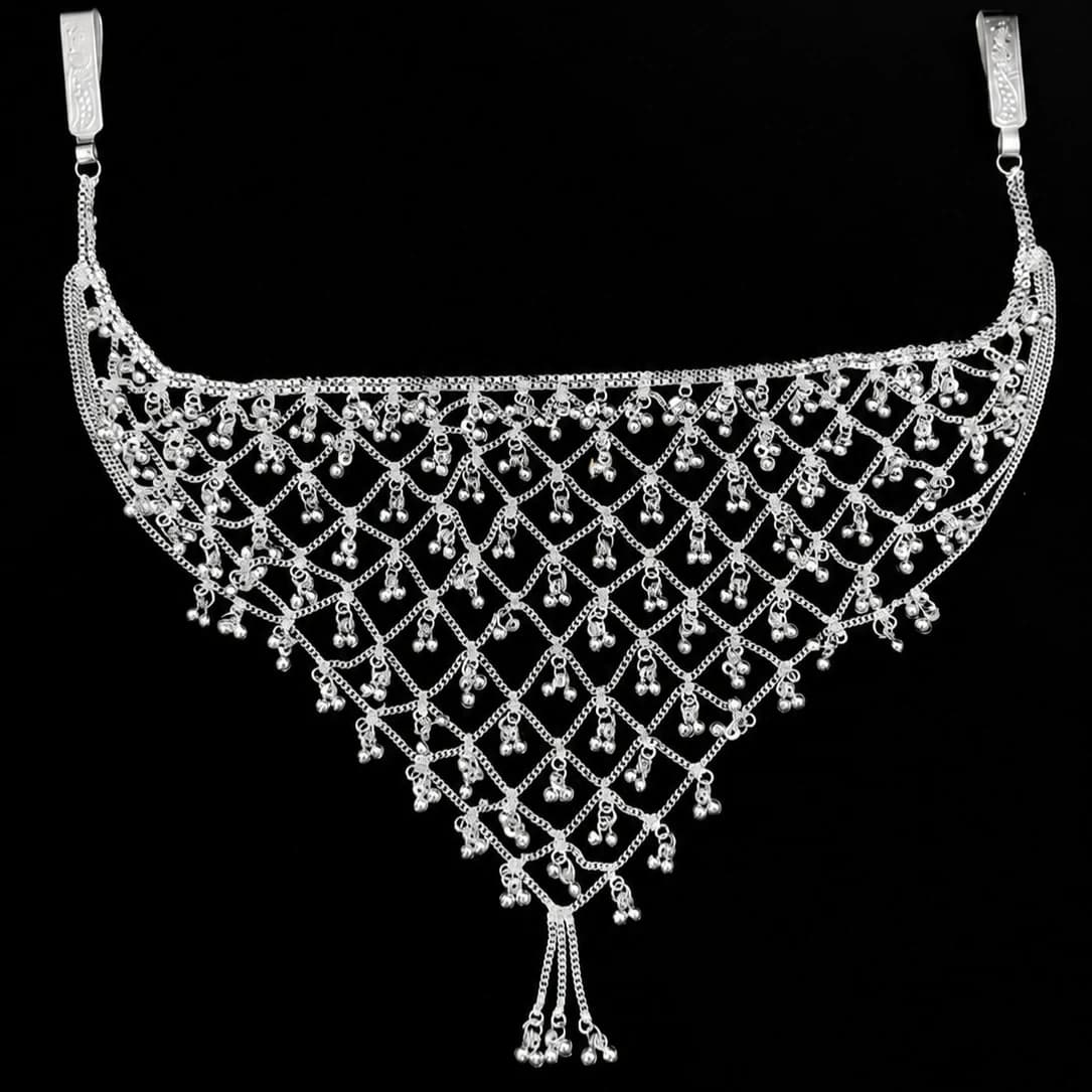 Silver Jaal Ghungroo Kamarband – Traditional Bridal Waist Belt