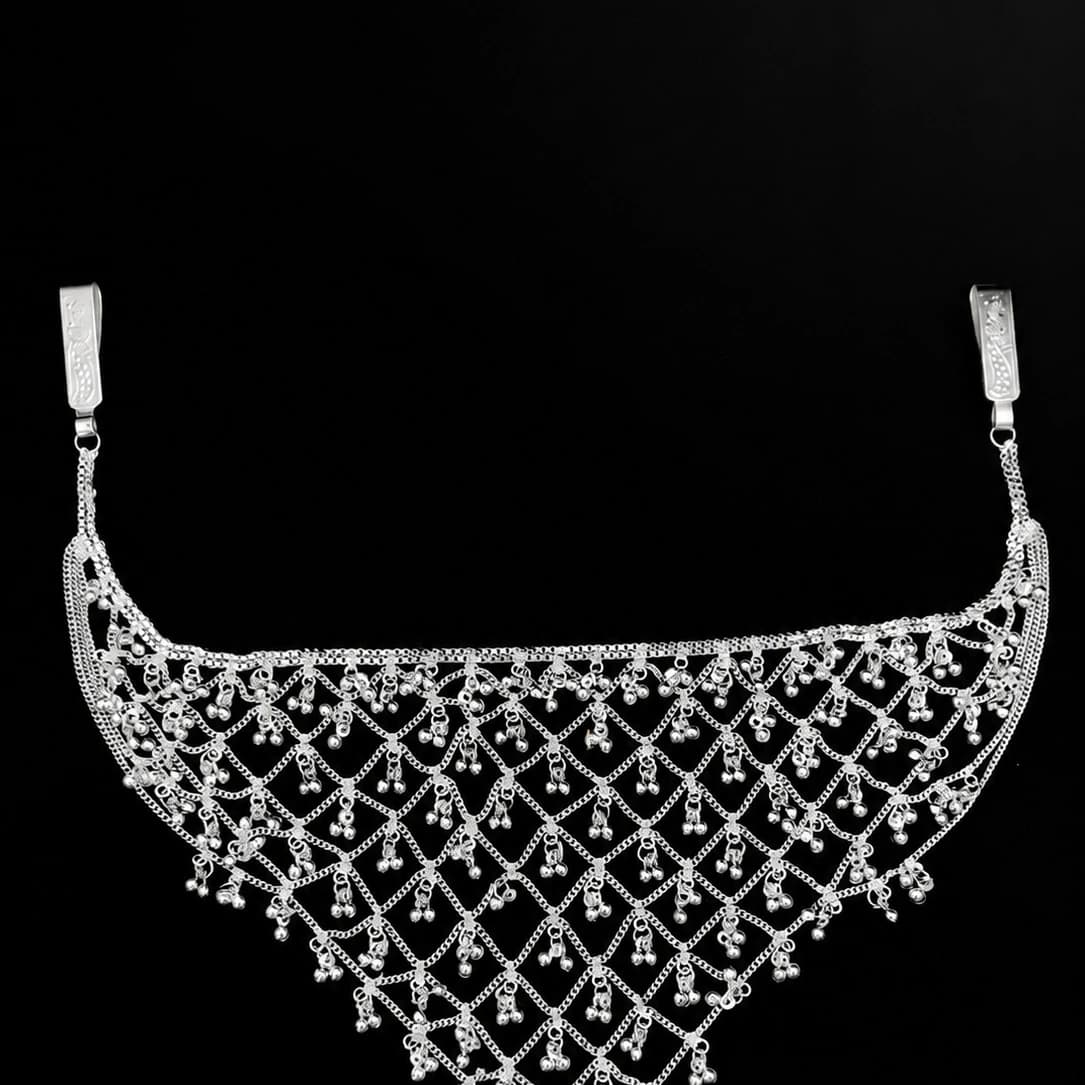 Silver Jaal Ghungroo Kamarband – Traditional Bridal Waist Belt - photo 3