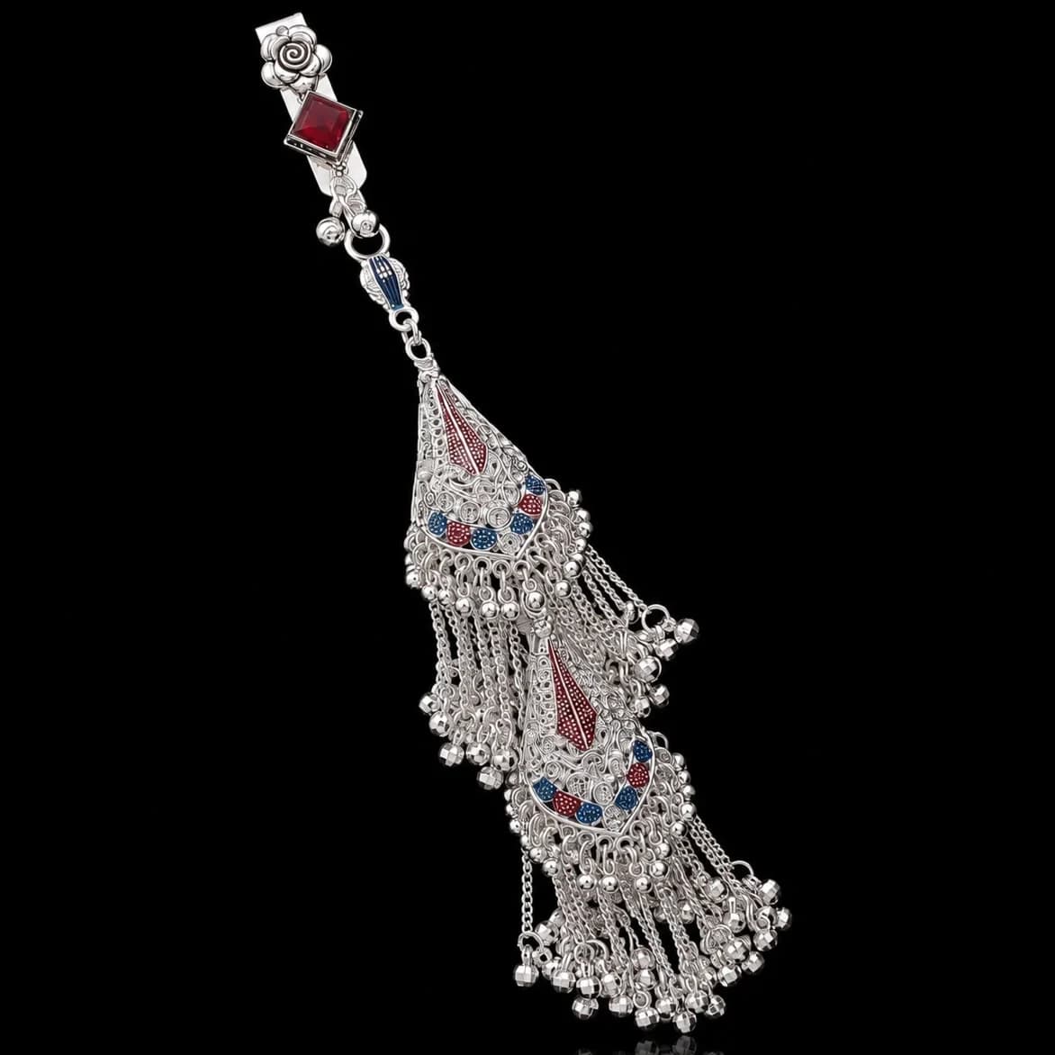Silver Meenakari Jhumka Jaal Kamarband