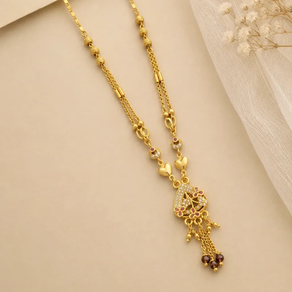 Myra Floral Charm Gold Tone Mangalsutra Necklace