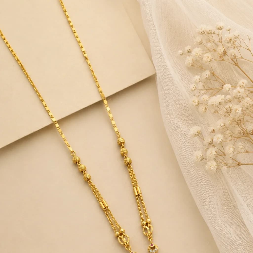 Myra Floral Charm Gold Tone Mangalsutra Necklace - photo 2