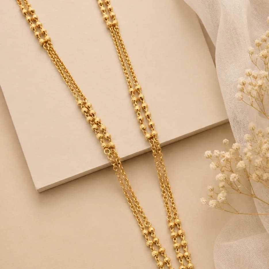 Aadhya Ruby Halo Pendant 18 Inch Brass Mangalsutra - photo 2