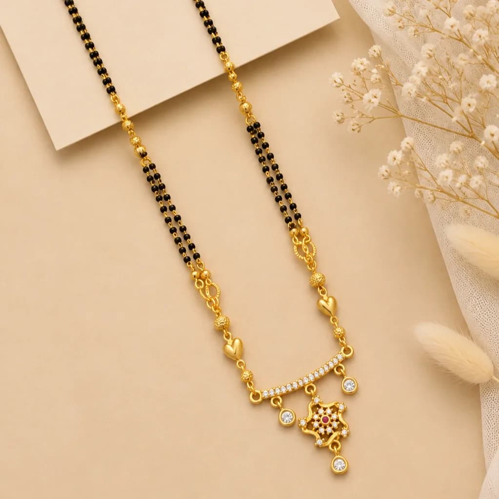 Kavisha Floral Charm 18 Inch Brass Mangalsutra