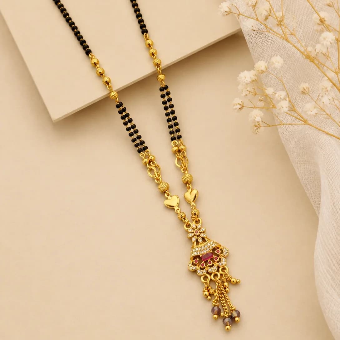 Heart Charm Floral Mangalsutra