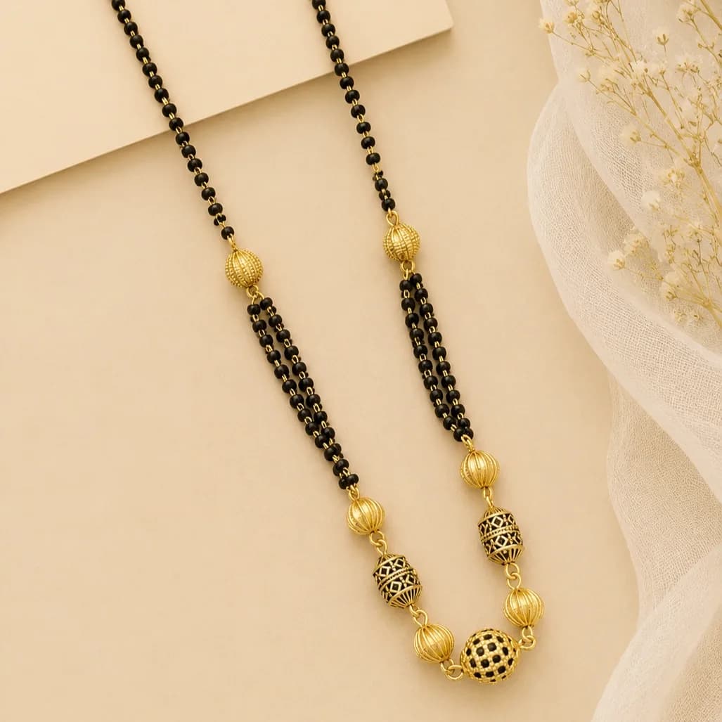 Textured Gold Bead Mangalsutra