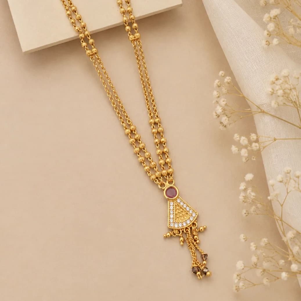 Triple Chain Triangle Pendant Mangalsutra