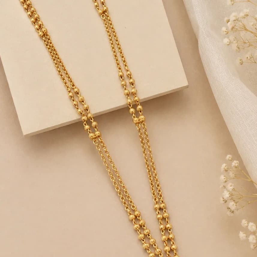 Triple Chain Triangle Pendant Mangalsutra - photo 2