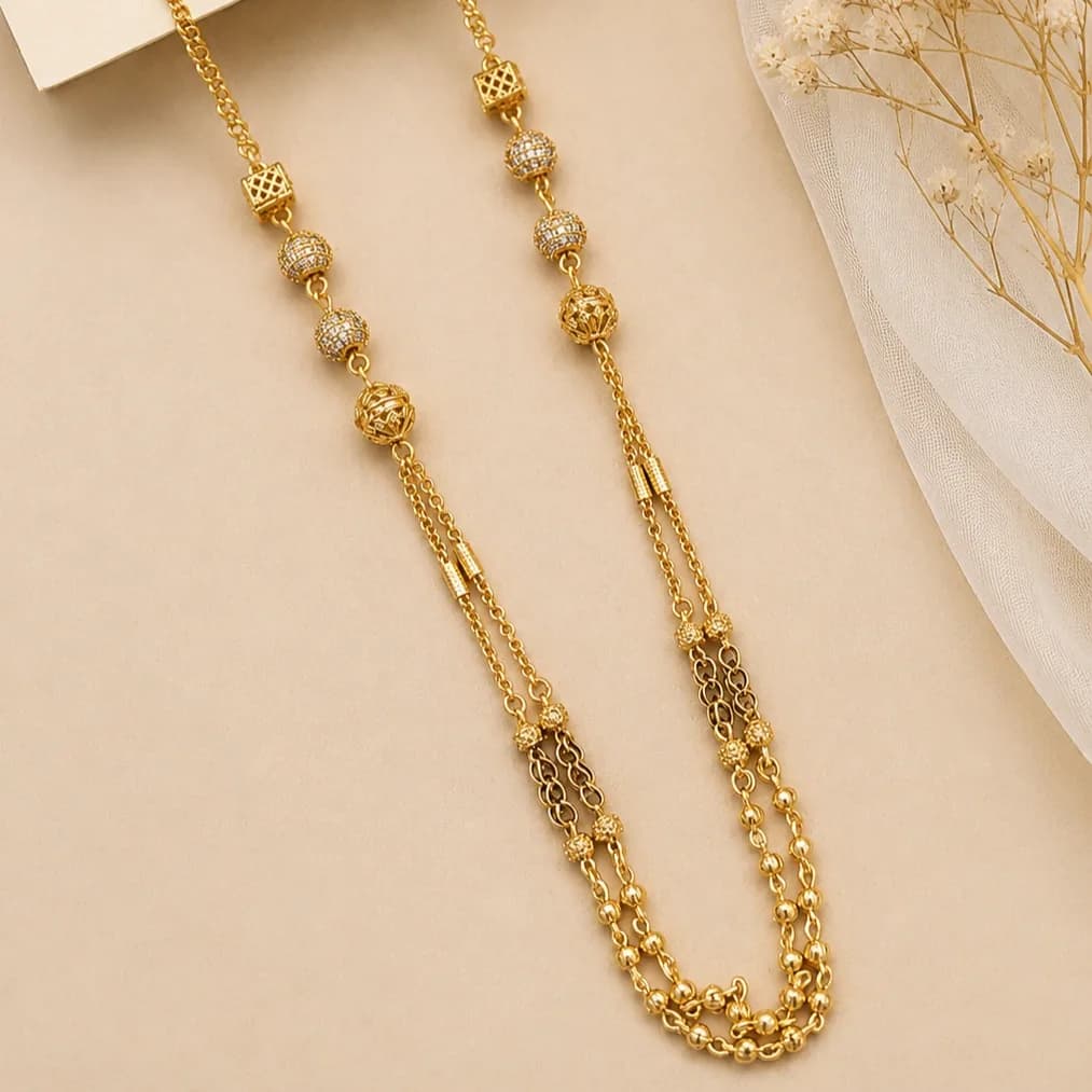 Layered Gold Chain Bead Mangalsutra