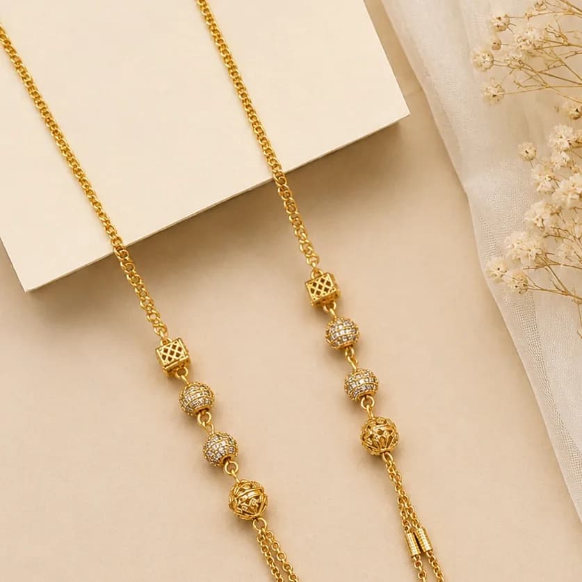 Layered Gold Chain Bead Mangalsutra - photo 2