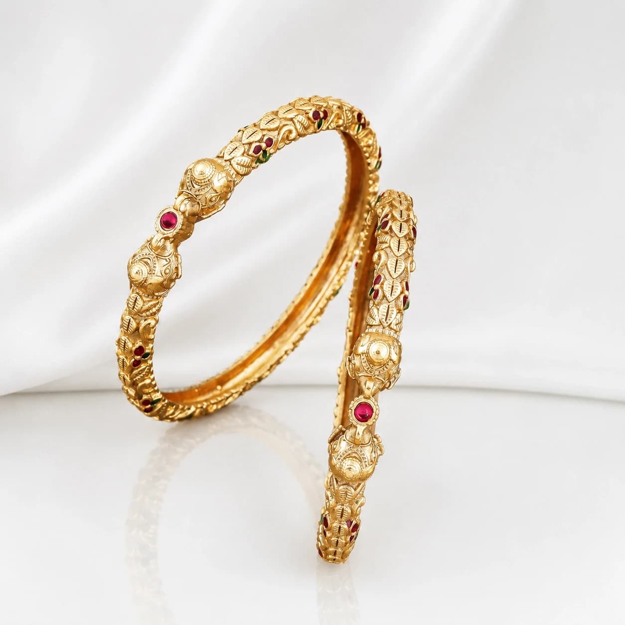 Premium Leaf Pattern Gold Plated Bangle