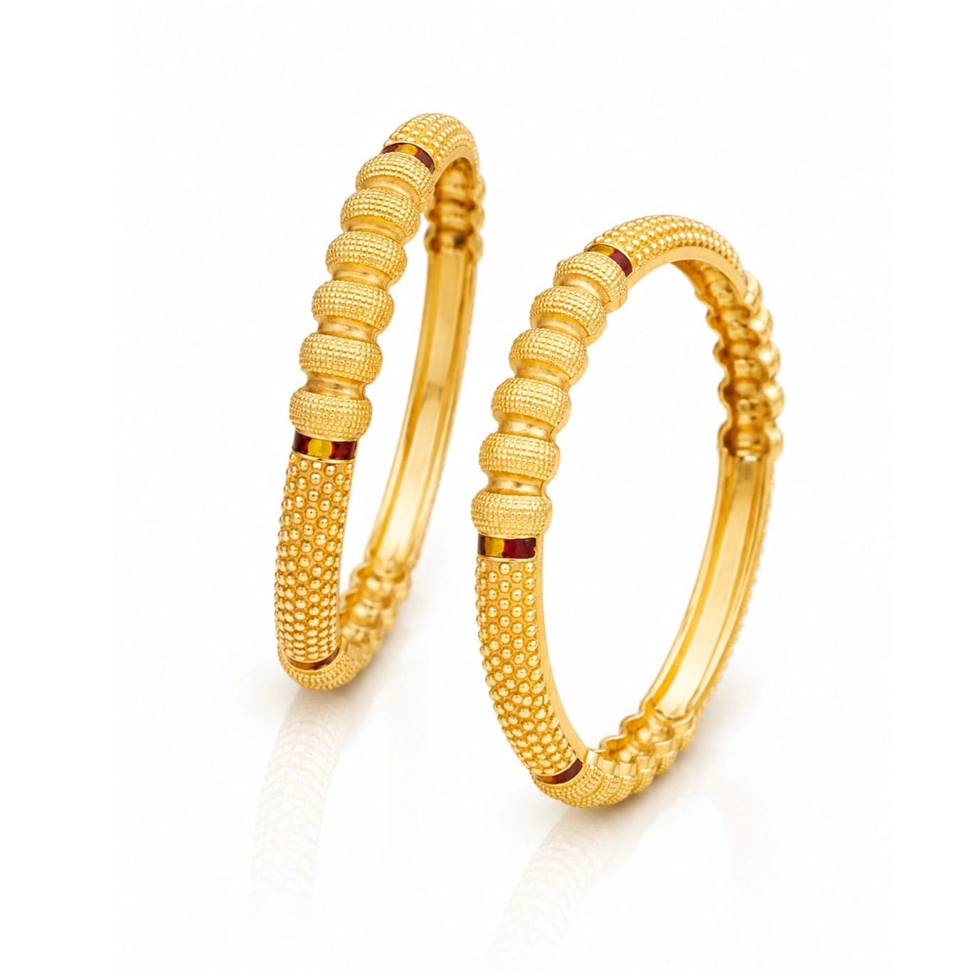 Textured Beaded Gold Finish Kadli Bangle - photo 3