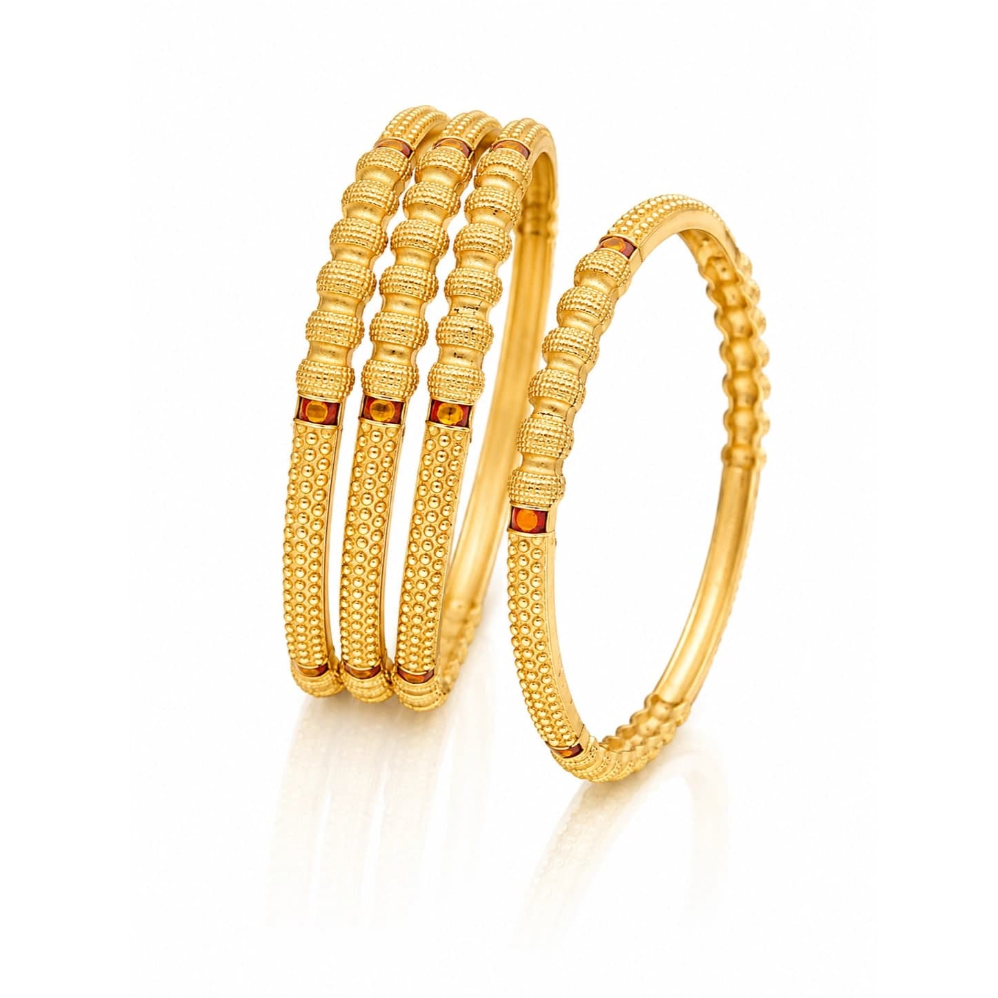 Beaded Textured Gold Finish Kadli Bangle