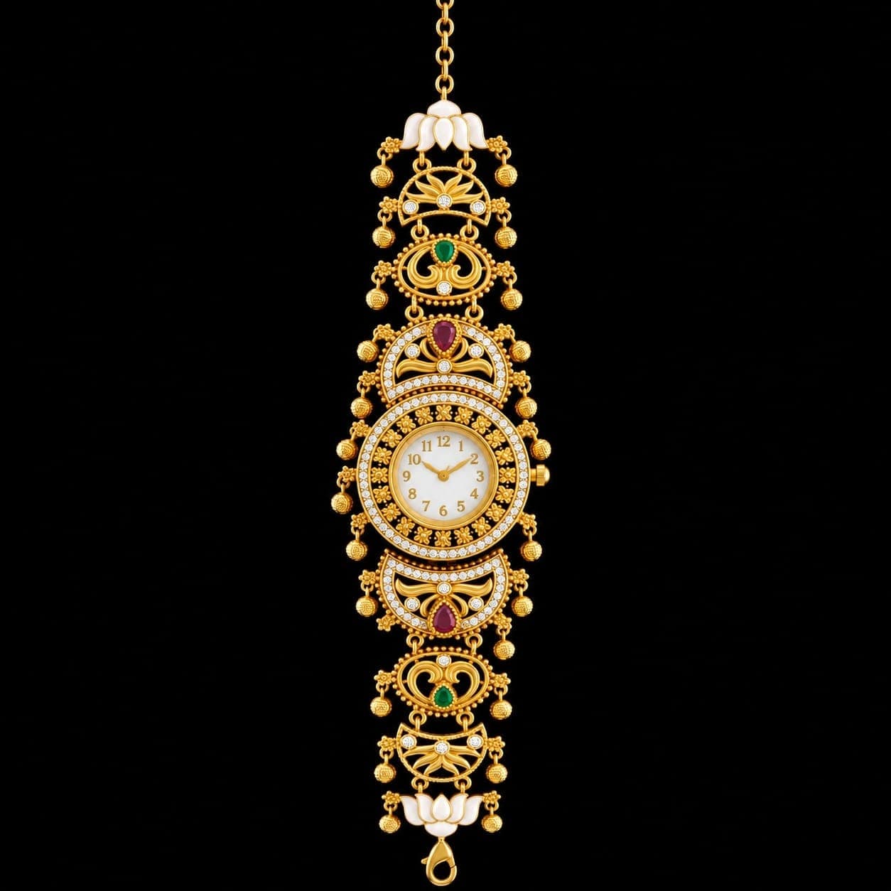 Royal Gold Lotus Pearl Designer Jewelry Watch