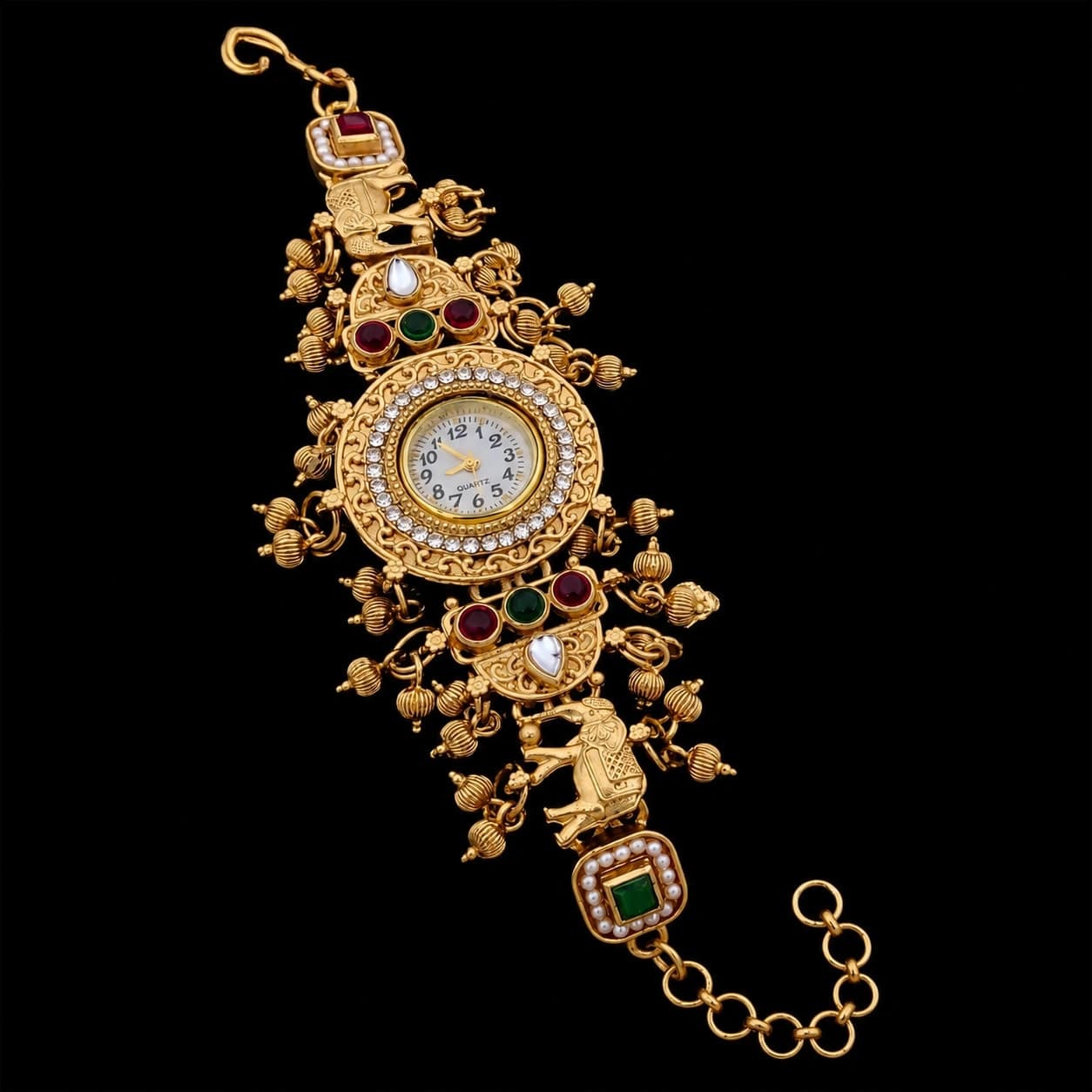 Royal Green Ruby Peacock Designer Jewelry Watch - photo 4
