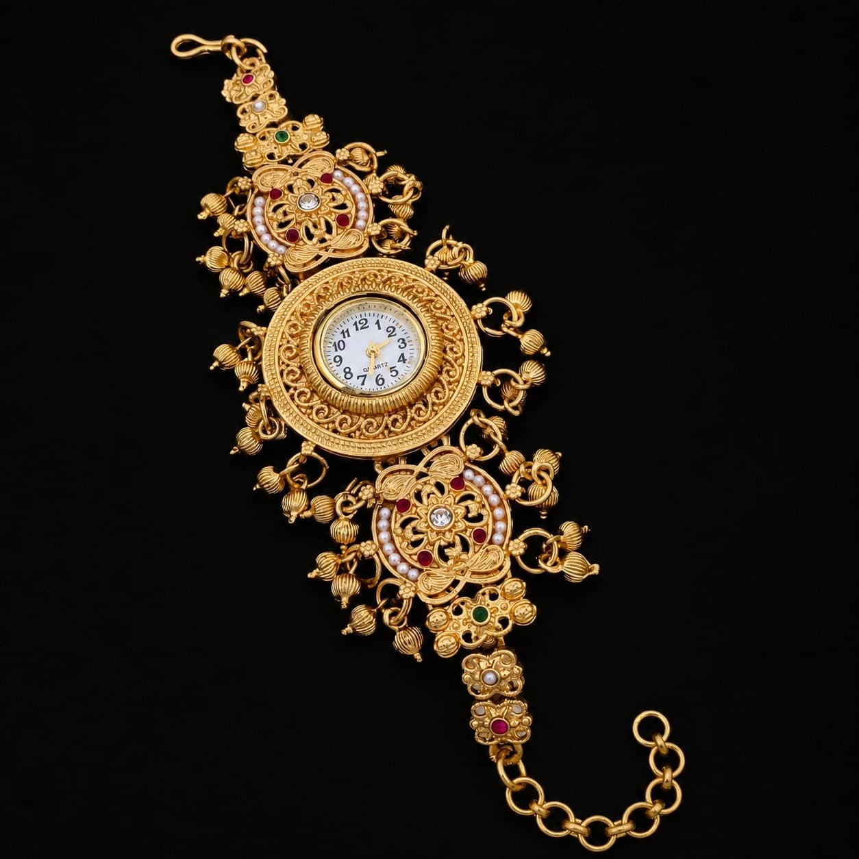Royal Ruby Green Floral Traditional Jewelry Watch - photo 4