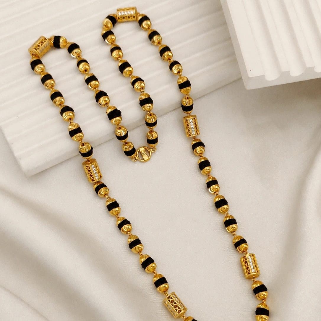 Premium Brass Rudraksha Mala with Black Beads