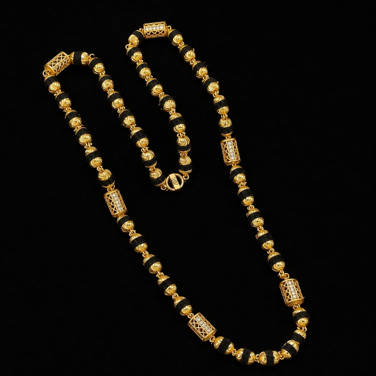 Premium Brass Rudraksha Mala with Black Beads - photo 2
