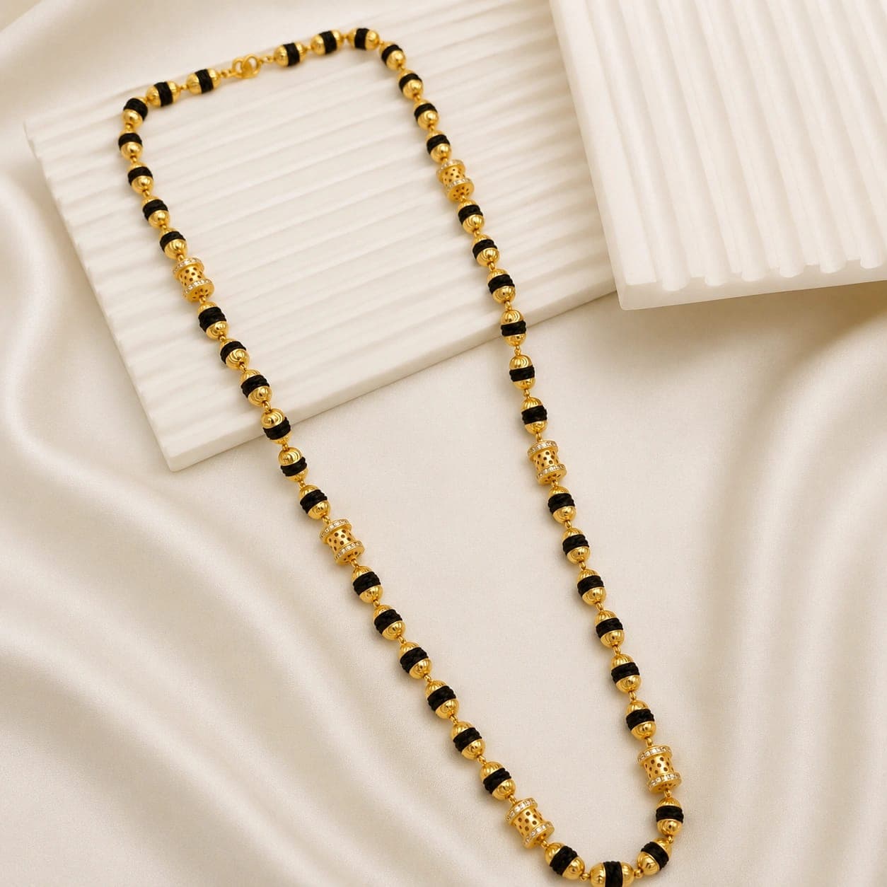 Premium Brass Rudraksha Mala with Decorative Spacer Beads