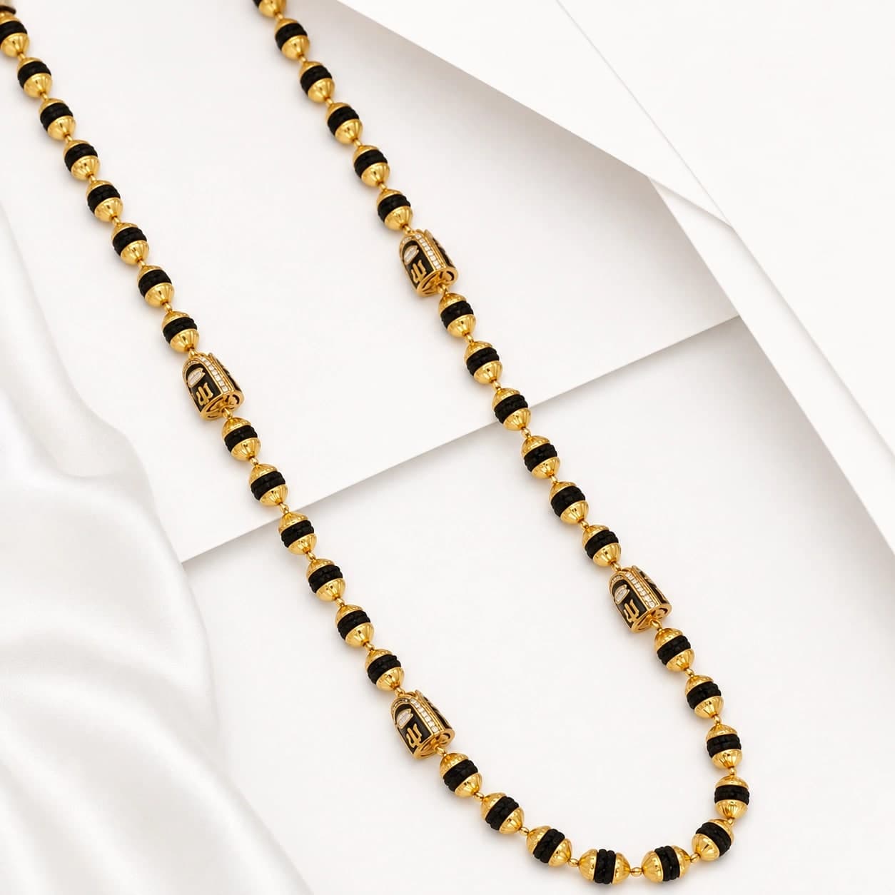 Premium Brass Rudraksha Mala with Shiva Bead Spacers