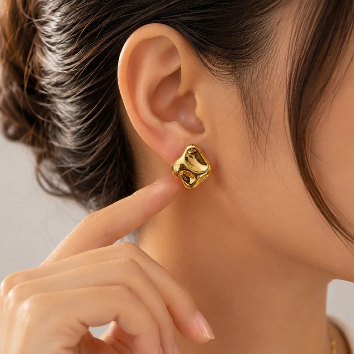 Golden Molten Pebble Earrings - photo 4