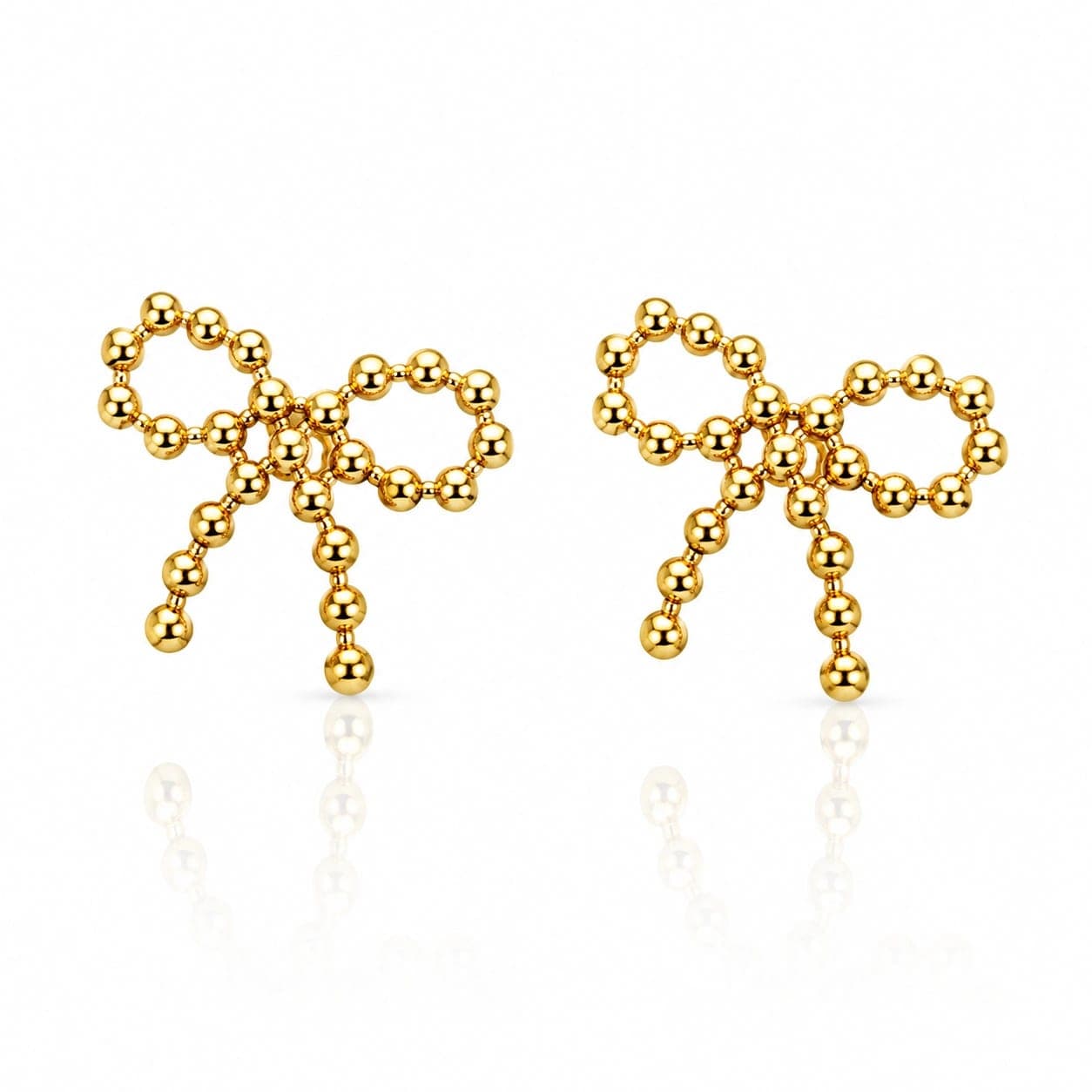 Golden Beaded Bow Earrings - photo 2