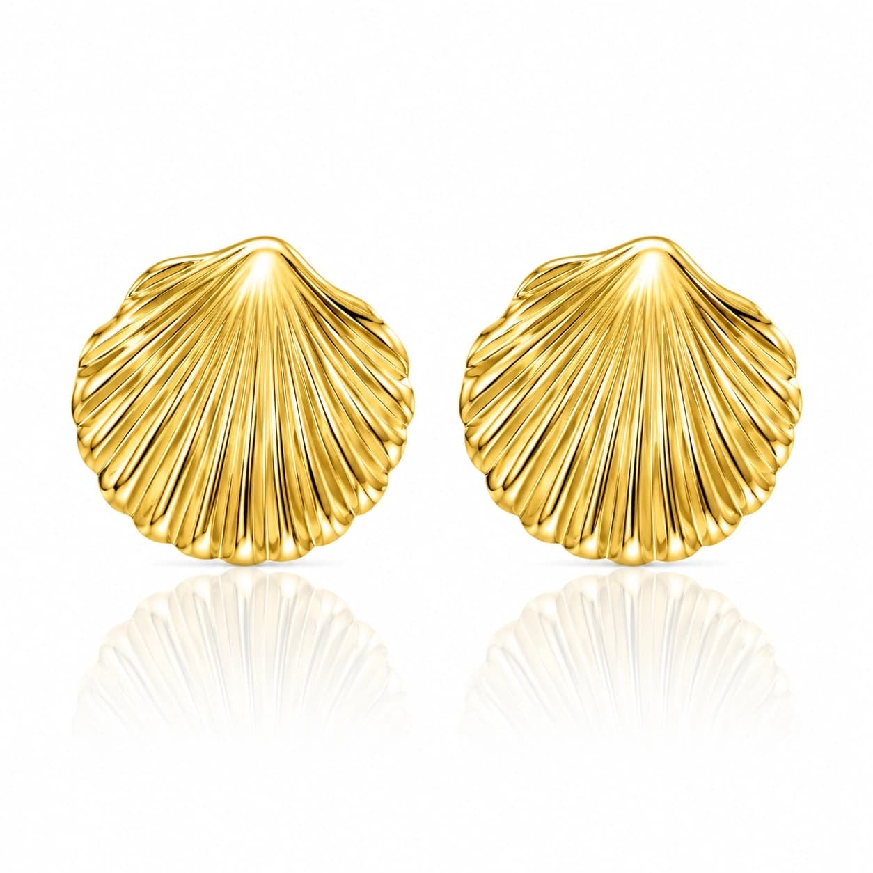 Golden Shell Fan Earrings - photo 2