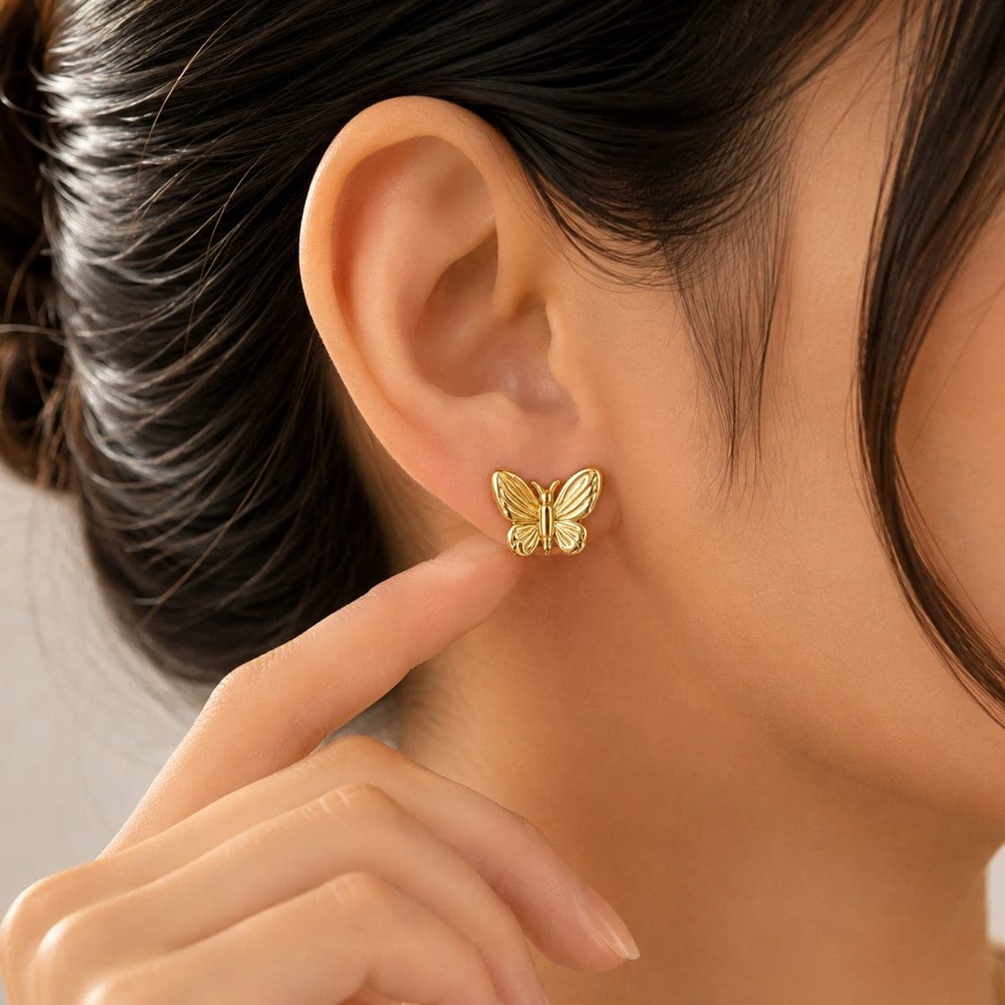 Golden Butterfly Stud Earrings