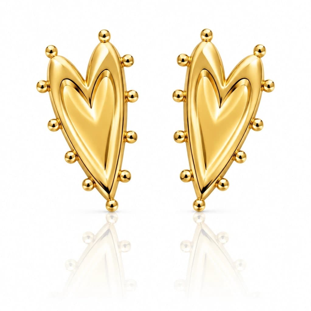 Golden Sculpted Leaf Stud Earrings - photo 3