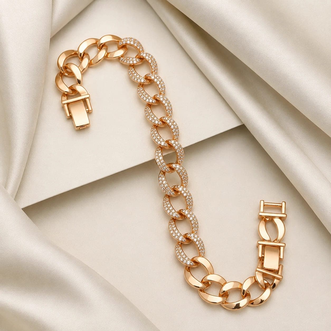 Rose Gold Crystal Link Chain Men's Bracelet - photo 3