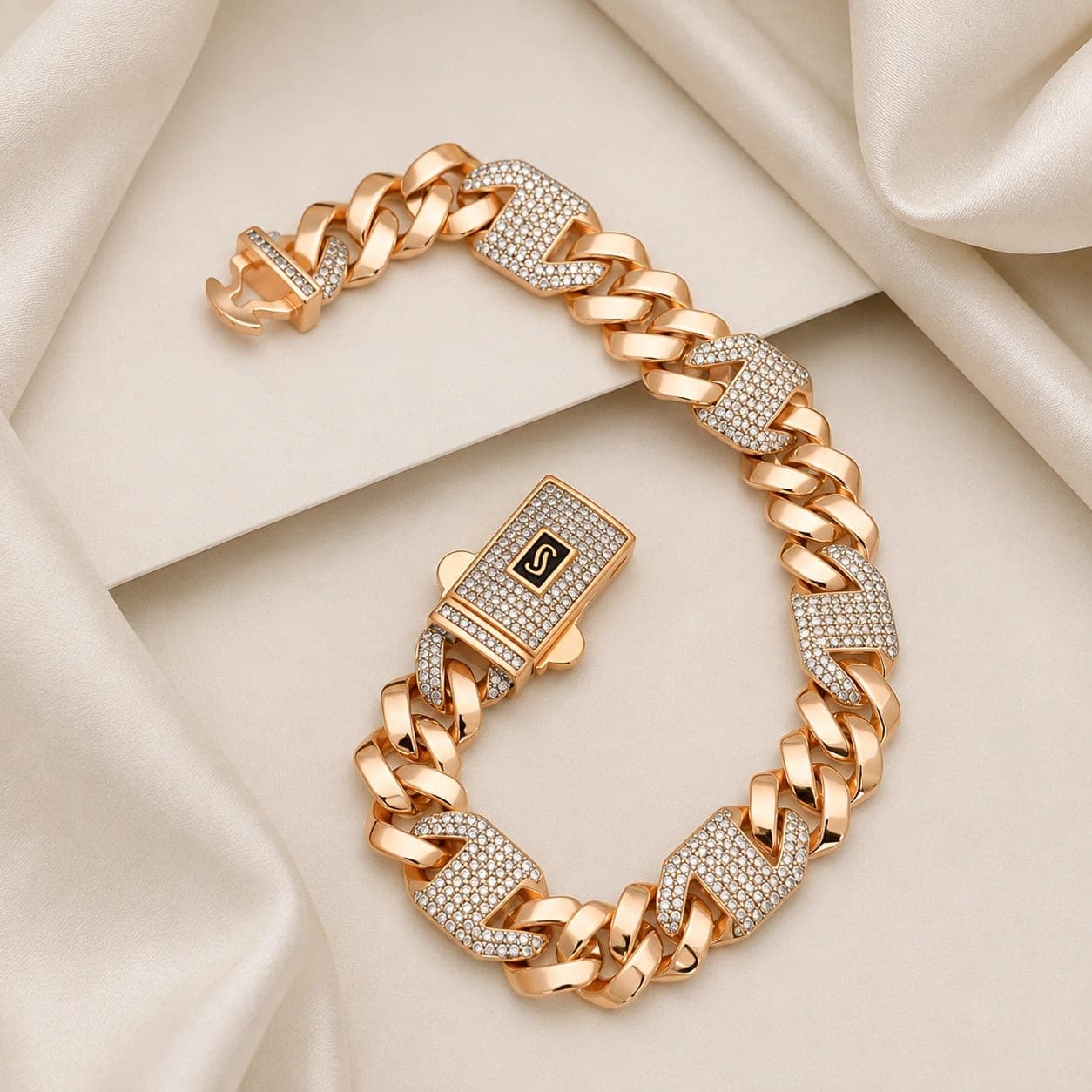 Rose Gold Crystal Link Men's Bracelet - photo 3