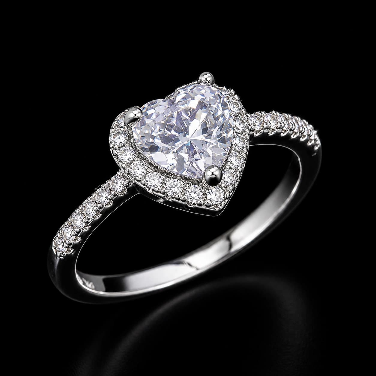 Silver Oval Crystal Solitaire Ring for Women