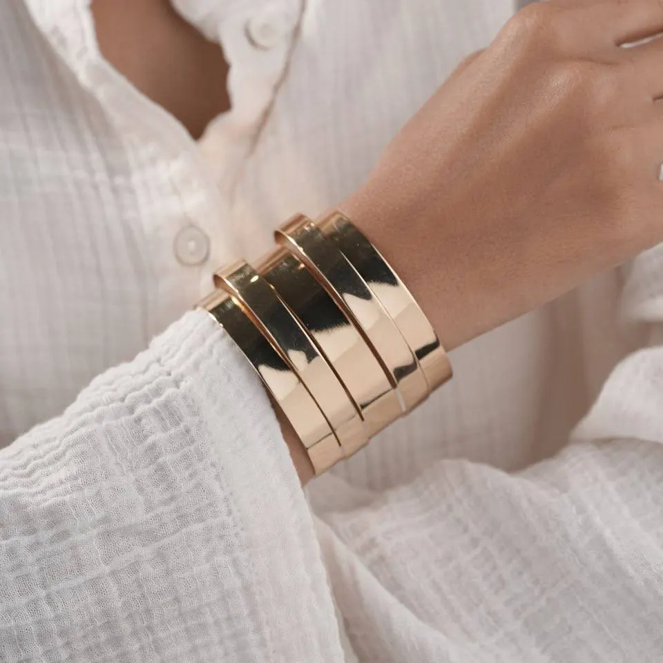 LustreLine Luxe Gold Anti-Tarnish Cuff Bracelet