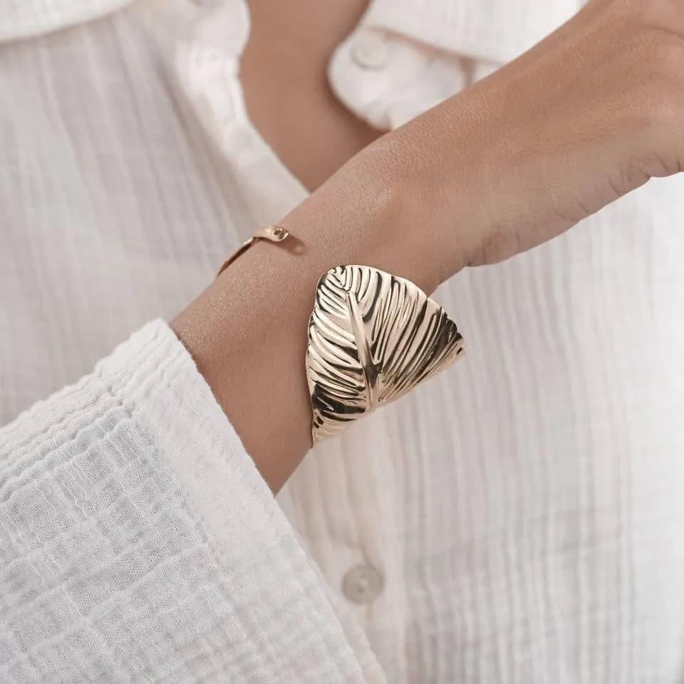 Aurora Leaf Luxe Anti-Tarnish Cuff Bracelet