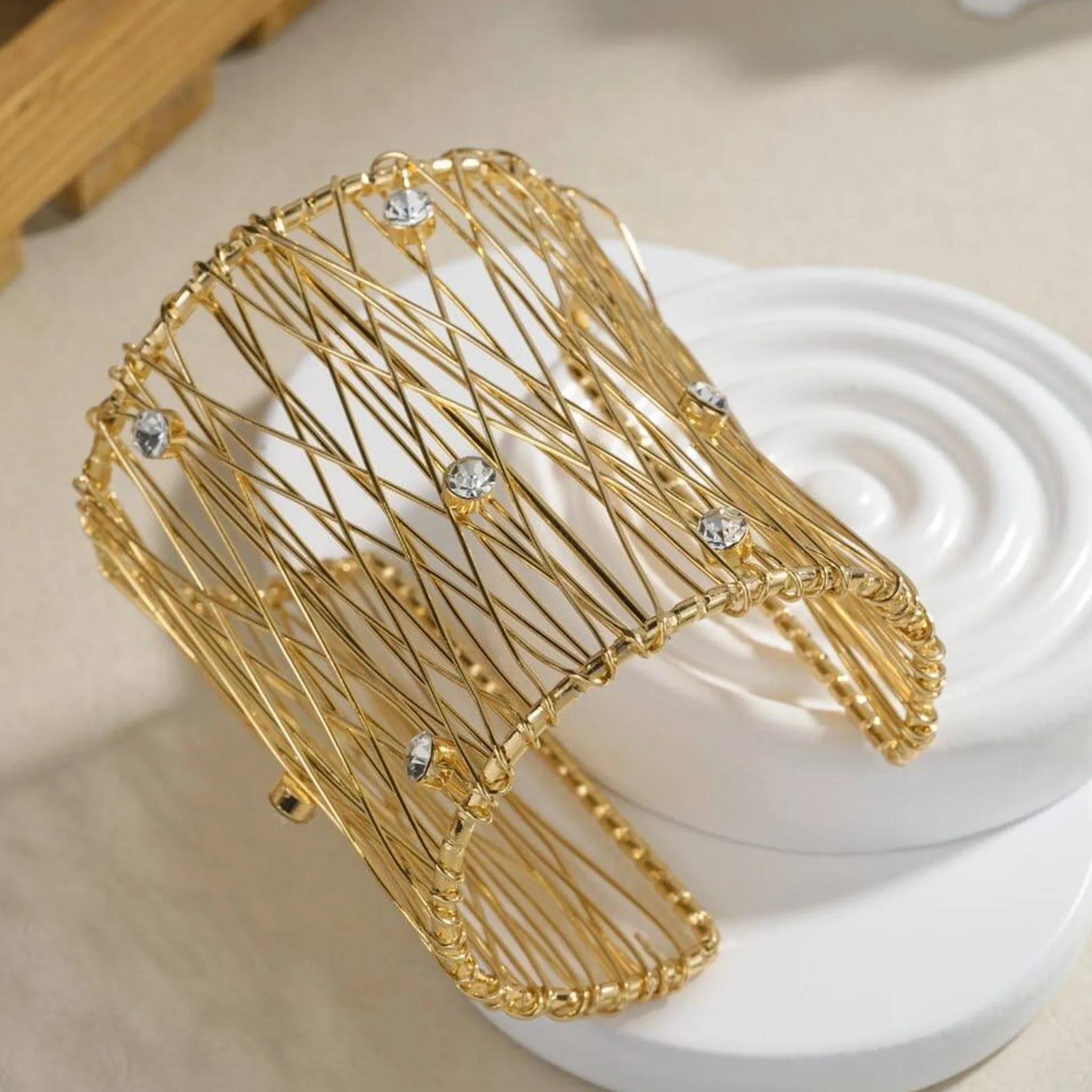 Luxe Mesh Crystal Cuff Anti-Tarnish Bracelet