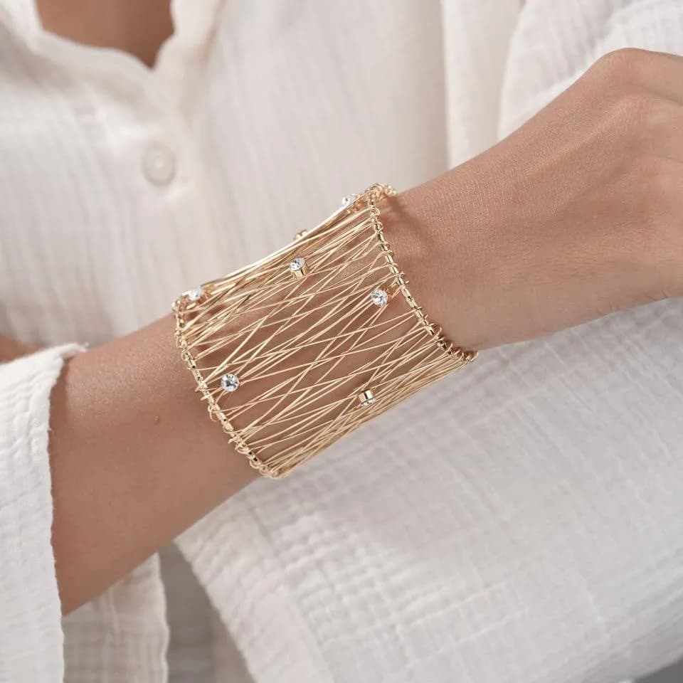 Luxe Mesh Crystal Cuff Anti-Tarnish Bracelet - photo 2