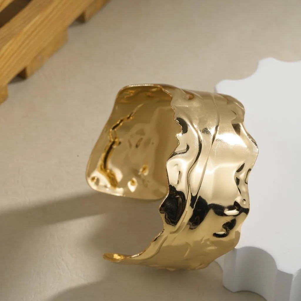 Liquid Wave Sculpted Anti-Tarnish Cuff Bracelet - photo 2