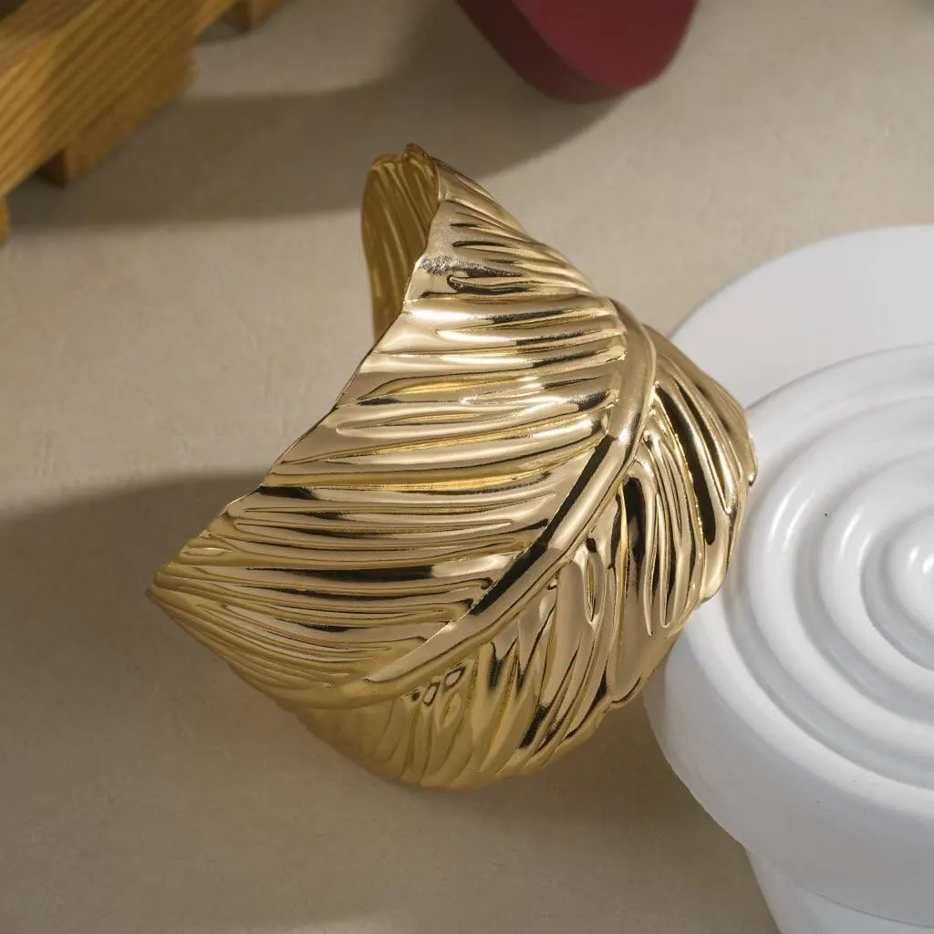 Sculpted Feather Luxe Anti-Tarnish Cuff Bracelet - photo 2